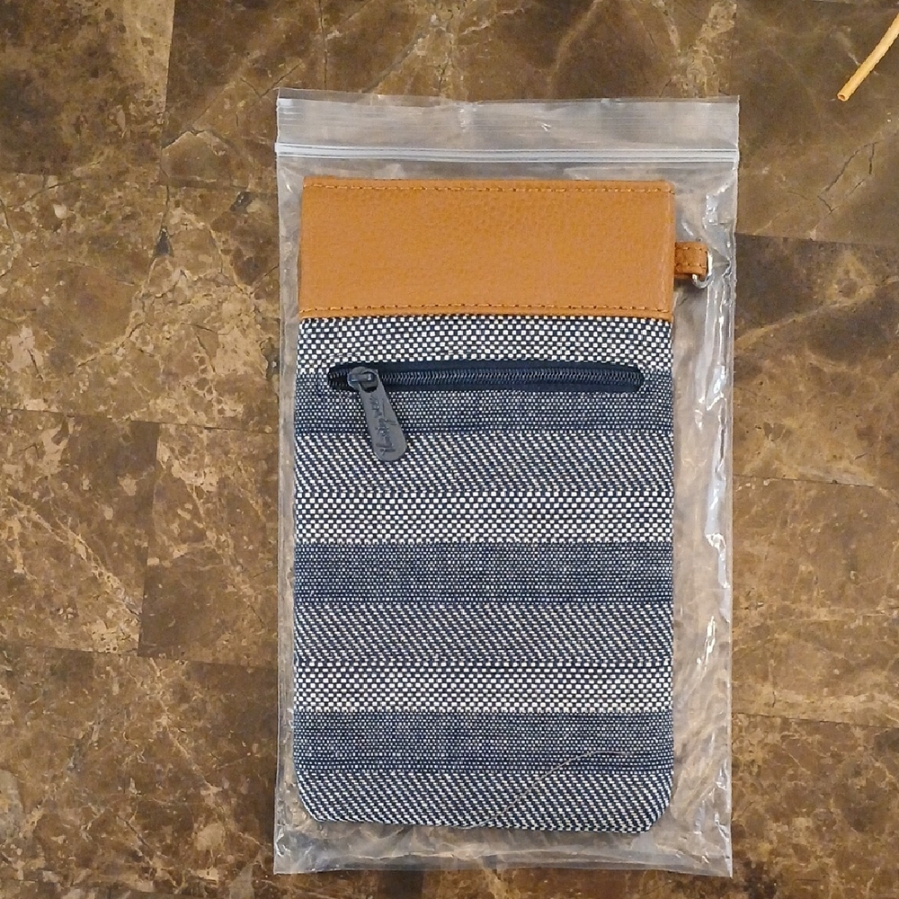 Striped Blue and Tan Pouch